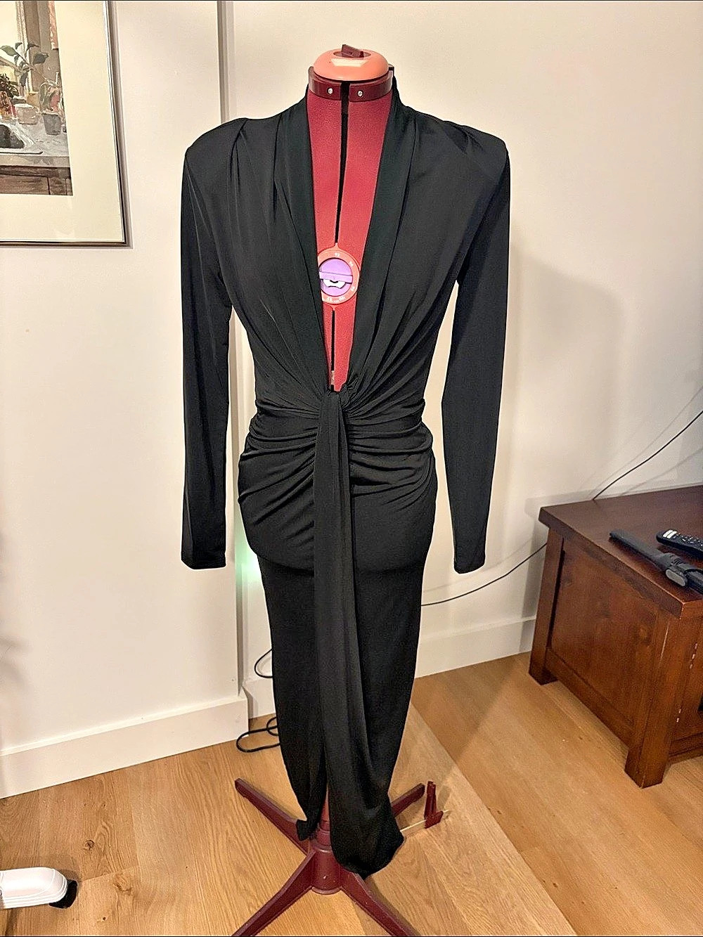 EMPRADA Niya Front Twist Drape Maxi Dress Black Small